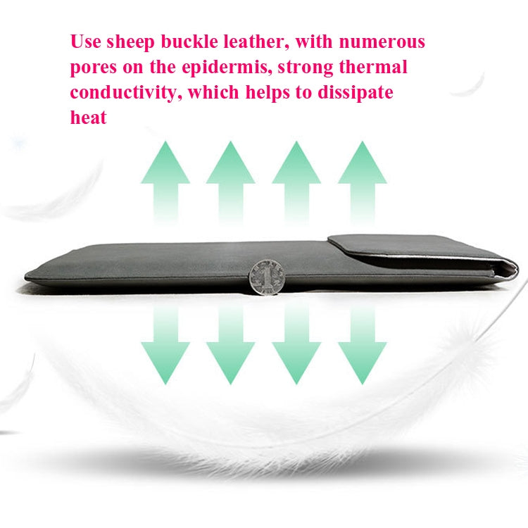 Horizontal Sheep Leather Laptop Bag For Macbook Pro 15 Inch A1707/A1990(Liner Bag + Power Supply Bag Dark Blue) by bashfashion