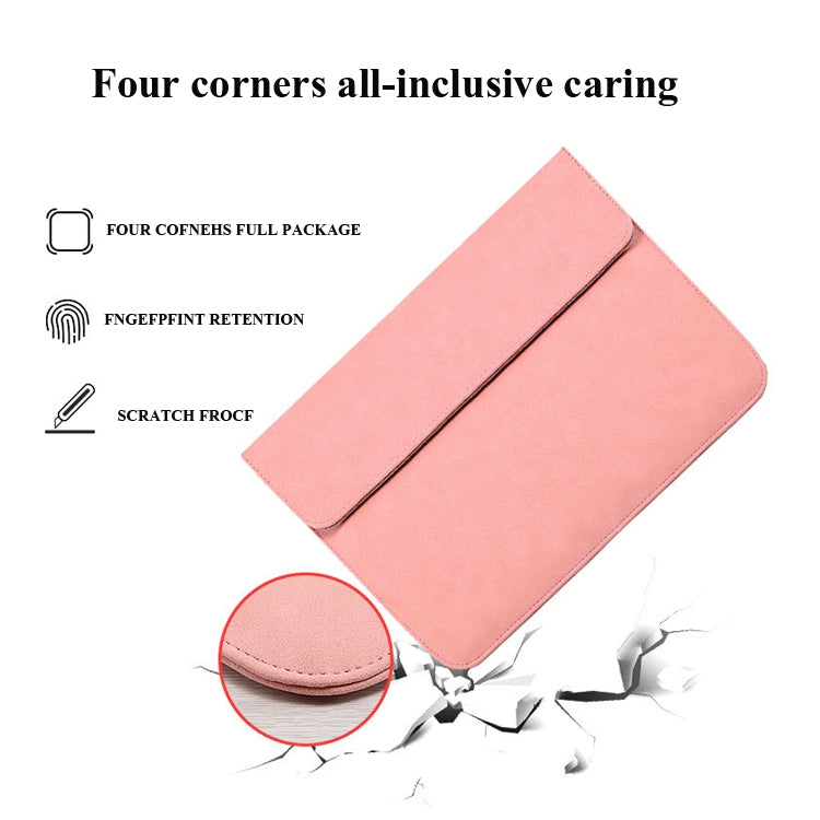 Horizontal Sheep Leather Laptop Bag For Macbook Pro 15 inch A1707/A1990(Liner Bag + Power Supply Bag Fruit Green) by bashfashion