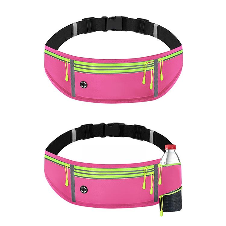 MF-008 Outdoor Sports Fitness Waterproof Waist Bag Phone Pocket, Style: With Water Bottle Bag(Rose Red) by bashfashion