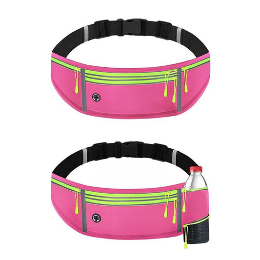 MF-008 Outdoor Sports Fitness Waterproof Waist Bag Phone Pocket, Style: With Water Bottle Bag(Rose Red) by bashfashion