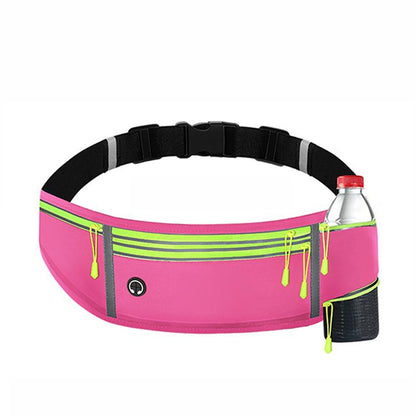 MF-008 Outdoor Sports Fitness Waterproof Waist Bag Phone Pocket, Style: With Water Bottle Bag(Rose Red) by bashfashion