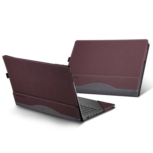 For Samsung Galaxy Book Flex 2020 15.6 inch Leather Laptop Anti-Fall Protective Case With Stand(Wine Red) by bashfashion