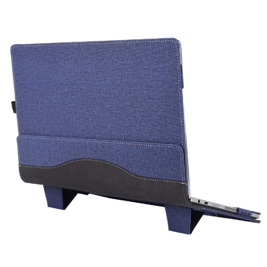 For Samsung Galaxy Book 4 360 15.6 inch Leather Laptop Anti-Fall Protective Case With Stand(Dark Blue) by bashfashion