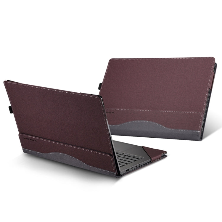 For Samsung Galaxy Book 4 360 15.6 inch Leather Laptop Anti-Fall Protective Case With Stand(Wine Red) by bashfashion