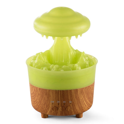 V50 Desktop Colorful Night Light Humidifier Wood Grain Water Drop Aroma Diffuser, Spec: UK Plug(Green) by bashfashion