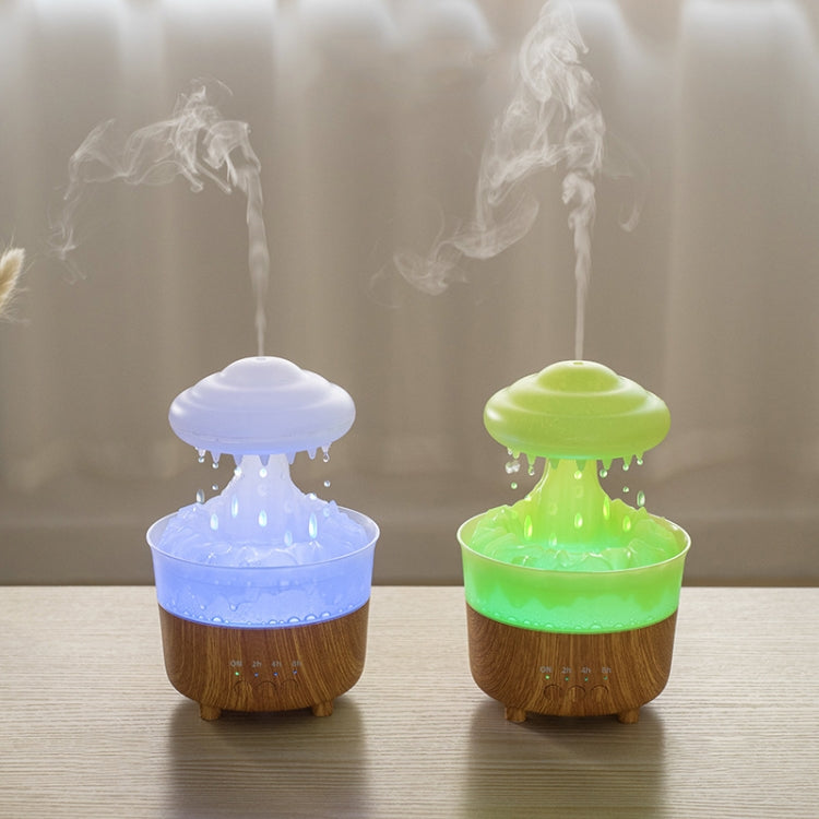 V50 Desktop Colorful Night Light Humidifier Wood Grain Water Drop Aroma Diffuser, Spec: US Plug(Green) by bashfashion