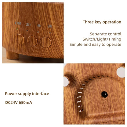 V50 Desktop Colorful Night Light Humidifier Wood Grain Water Drop Aroma Diffuser, Spec: UK Plug(White) by bashfashion