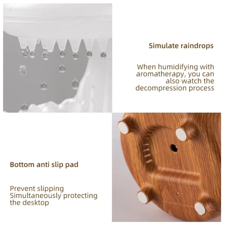V50 Desktop Colorful Night Light Humidifier Wood Grain Water Drop Aroma Diffuser, Spec: EU Plug(White) by bashfashion