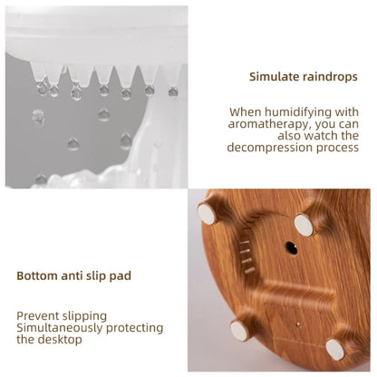 V50 Desktop Colorful Night Light Humidifier Wood Grain Water Drop Aroma Diffuser, Spec: EU Plug(White) by bashfashion
