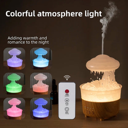 V50 Desktop Colorful Night Light Humidifier Wood Grain Water Drop Aroma Diffuser, Spec: UK Plug(White) by bashfashion