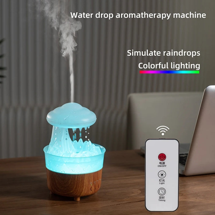 V50 Desktop Colorful Night Light Humidifier Wood Grain Water Drop Aroma Diffuser, Spec: AU Plug(White) by bashfashion