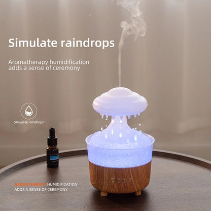 V50 Desktop Colorful Night Light Humidifier Wood Grain Water Drop Aroma Diffuser, Spec: EU Plug(White) by bashfashion