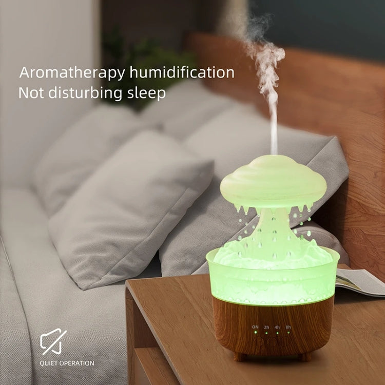 V50 Desktop Colorful Night Light Humidifier Wood Grain Water Drop Aroma Diffuser, Spec: EU Plug(White) by bashfashion