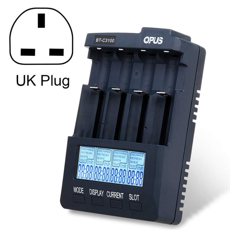 OPUS BT-C3100 Smart Smart Digital Intelligent 4-Slot Battery Charger(UK Plug) by OPUS