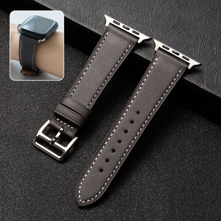 Cowhide Leather Strap Watch Band For Apple Watch Series 9&8&7 41mm / SE 3&SE 2&6&SE&5&4 40mm / 3&2&1 38mm(Dark Brown) by bashfashion