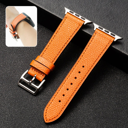 Cowhide Leather Strap Watch Band For Apple Watch Ultra 49mm&Watch Ultra 2 49mm / Series 9&8&7 45mm / SE 3&SE 2&6&SE&5&4 44mm / 3&2&1 42mm(Orange) by bashfashion