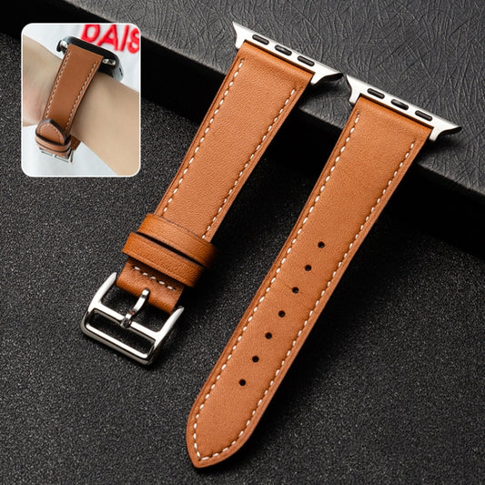 Cowhide Leather Strap Watch Band For Apple Watch Ultra 49mm&Watch Ultra 2 49mm / Series 9&8&7 45mm / SE 3&SE 2&6&SE&5&4 44mm / 3&2&1 42mm(Caramel Brown) by bashfashion
