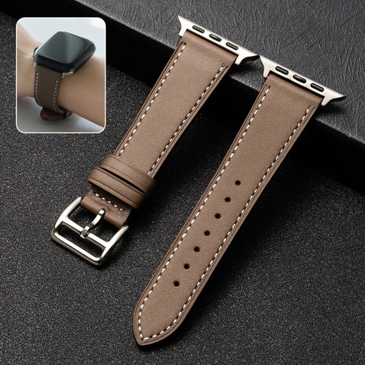 Cowhide Leather Strap Watch Band For Apple Watch Ultra 49mm&Watch Ultra 2 49mm / Series 9&8&7 45mm / SE 3&SE 2&6&SE&5&4 44mm / 3&2&1 42mm(Light Brown) by bashfashion