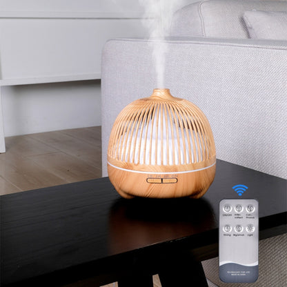 Bird Cage Wood Graphic Aromatherapy Machine Ultrasonic Smart Home Colorful Night Light Hollow Humidifier, Product specifications: US Plug(Light Wood Pattern) by bashfashion
