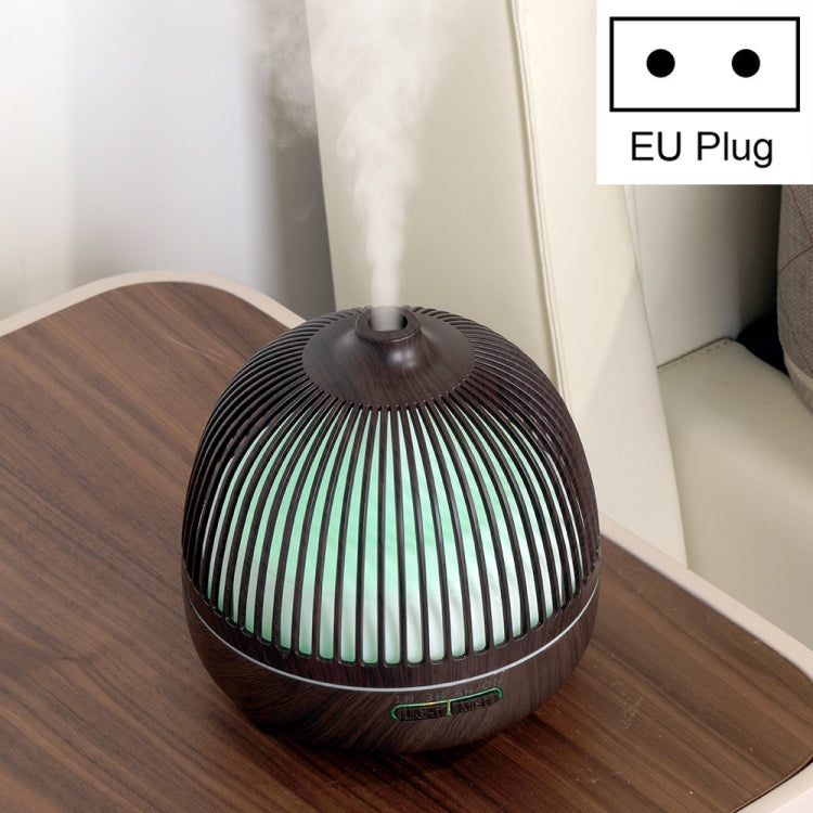 Bird Cage Wood Graphic Aromatherapy Machine Ultrasonic Smart Home Colorful Night Light Hollow Humidifier, Product specifications: EU Plug(Deep Wood Pattern) by bashfashion