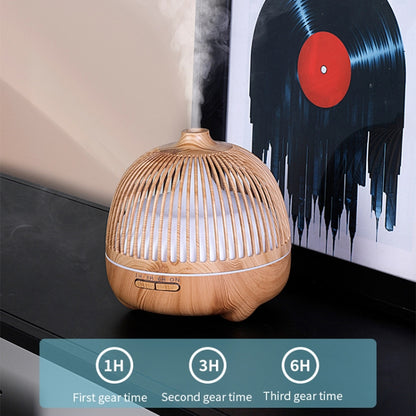 Bird Cage Wood Graphic Aromatherapy Machine Ultrasonic Smart Home Colorful Night Light Hollow Humidifier, Product specifications: EU Plug(Deep Wood Pattern) by bashfashion