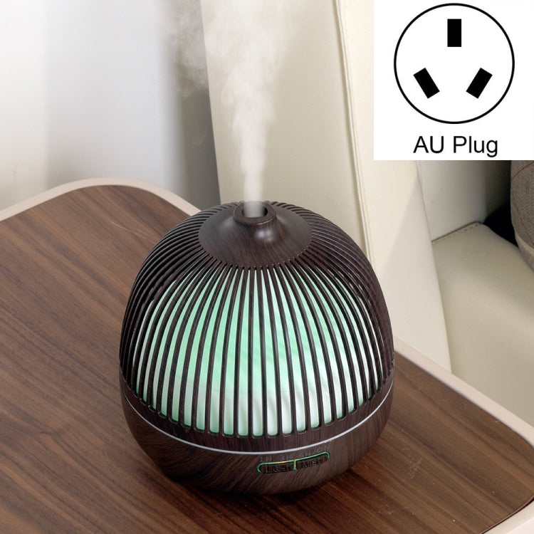 Bird Cage Wood Graphic Aromatherapy Machine Ultrasonic Smart Home Colorful Night Light Hollow Humidifier, Product specifications: AU Plug(Deep Wood Pattern) by bashfashion