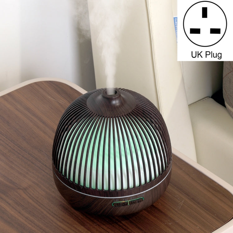 Bird Cage Wood Graphic Aromatherapy Machine Ultrasonic Smart Home Colorful Night Light Hollow Humidifier, Product specifications: UK Plug(Deep Wood Pattern) by bashfashion