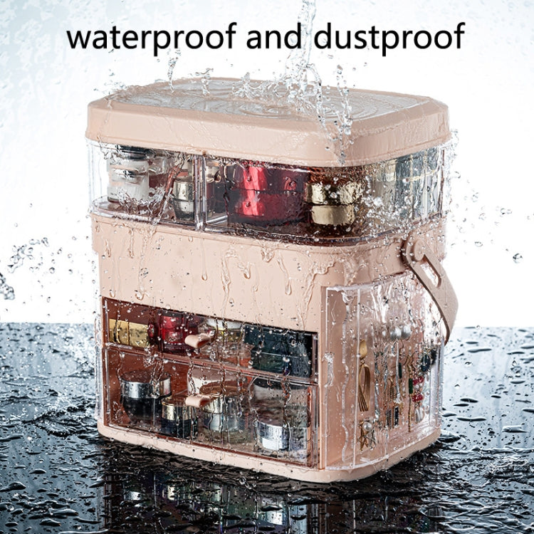 Cosmetic Storage Box Dustproof Skin Care Products Desktop LED With Mirror Shelf, Colour: Pink Large LED Light Model by bashfashion