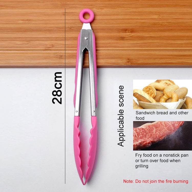 Kitchen Silicone Cooking Salad Stainless Steel Handle Food Clip(Blue) by bashfashion