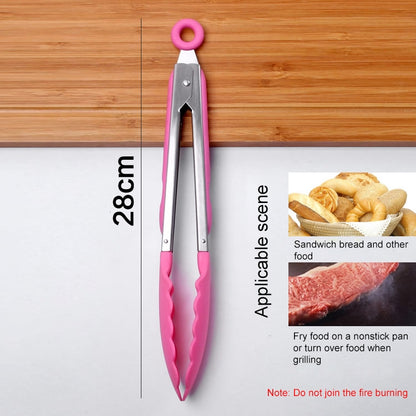 Kitchen Silicone Cooking Salad Stainless Steel Handle Food Clip(Blue) by bashfashion