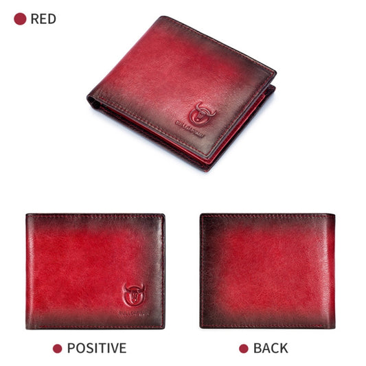 BULL CAPTAIN 05 Men Leather Wallet Anti-Theft Multi-Card Bit Soft Cowhide Wallet, Colour: Red by BULL CAPTAIN