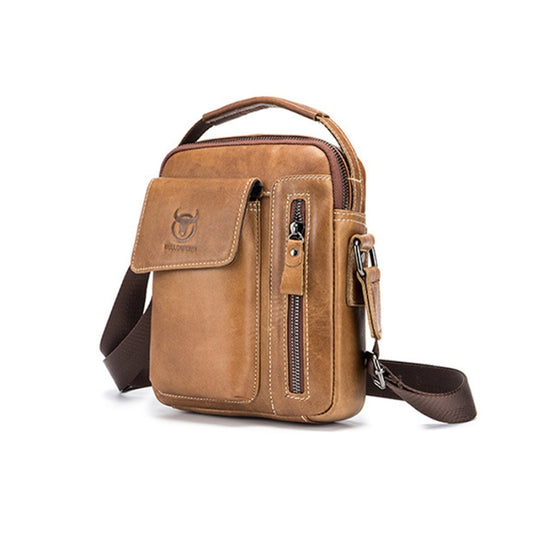 BULL CAPTAIN 037 First-Layer Cowhide Messenger Bag Male Soft Leather Shoulder Bag(Yellow Brown) by BULL CAPTAIN