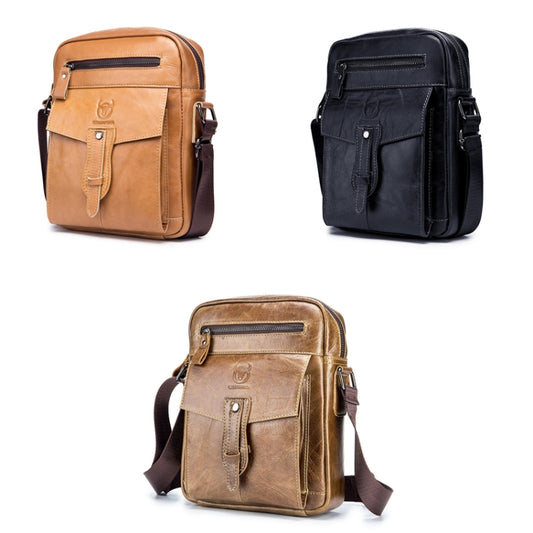 BULL CAPTAIN 053 Men Messenger Bag Cowhide Large Capacity Briefcase, Specification:Large (Black) by BULL CAPTAIN