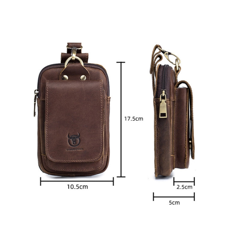 BULL CAPTAIN 028 Multi-Function Cattle Leather Waist Bag Magnetic Buckle Mobile Phone Belt Bag(Yellow Brown) by BULL CAPTAIN