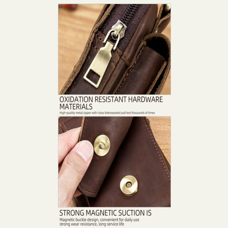 BULL CAPTAIN 028 Multi-Function Cattle Leather Waist Bag Magnetic Buckle Mobile Phone Belt Bag(Coffee) by BULL CAPTAIN