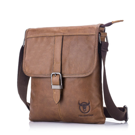 BULL CAPTAIN 034 Men Leather Shoulder Bag Sports Outdoor First-Layer Cowhide Bag(Brown) by BULL CAPTAIN