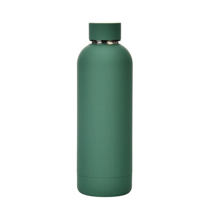Stainless Steel Outdoor Matte Water Bottle Portable Sports Water Cup Rubber Paint Insulation Cup(Moss Green) by bashfashion