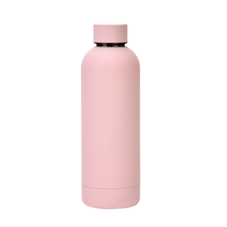 Stainless Steel Outdoor Matte Water Bottle Portable Sports Water Cup Rubber Paint Insulation Cup(Light Pink) by bashfashion