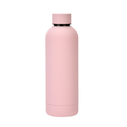 Stainless Steel Outdoor Matte Water Bottle Portable Sports Water Cup Rubber Paint Insulation Cup(Light Pink) by bashfashion