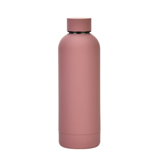 Stainless Steel Outdoor Matte Water Bottle Portable Sports Water Cup Rubber Paint Insulation Cup(Smoky Pink) by bashfashion