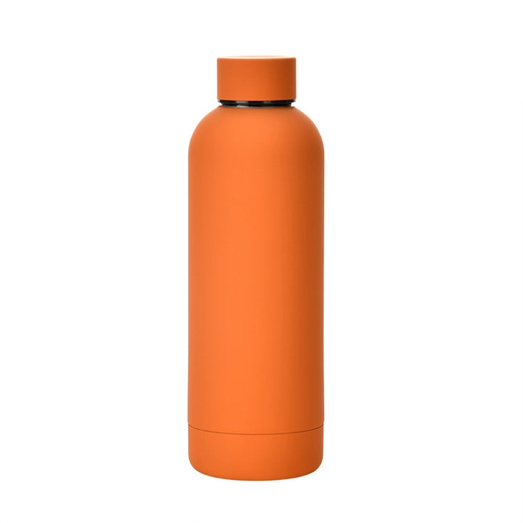 Stainless Steel Outdoor Matte Water Bottle Portable Sports Water Cup Rubber Paint Insulation Cup(Cinnabar Orange) by bashfashion