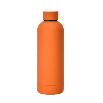 Stainless Steel Outdoor Matte Water Bottle Portable Sports Water Cup Rubber Paint Insulation Cup(Cinnabar Orange) by bashfashion