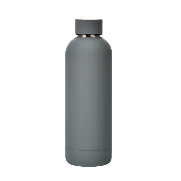 Stainless Steel Outdoor Matte Water Bottle Portable Sports Water Cup Rubber Paint Insulation Cup(Gray) by bashfashion