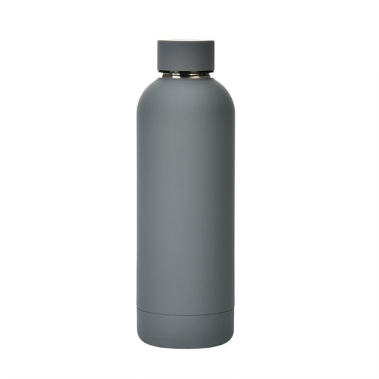Stainless Steel Outdoor Matte Water Bottle Portable Sports Water Cup Rubber Paint Insulation Cup(Gray) by bashfashion