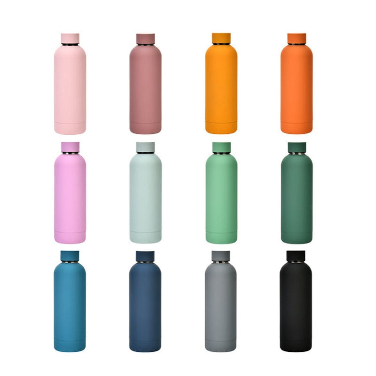 Stainless Steel Outdoor Matte Water Bottle Portable Sports Water Cup Rubber Paint Insulation Cup(Light Pink) by bashfashion