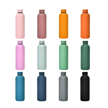 Stainless Steel Outdoor Matte Water Bottle Portable Sports Water Cup Rubber Paint Insulation Cup(Smoky Pink) by bashfashion