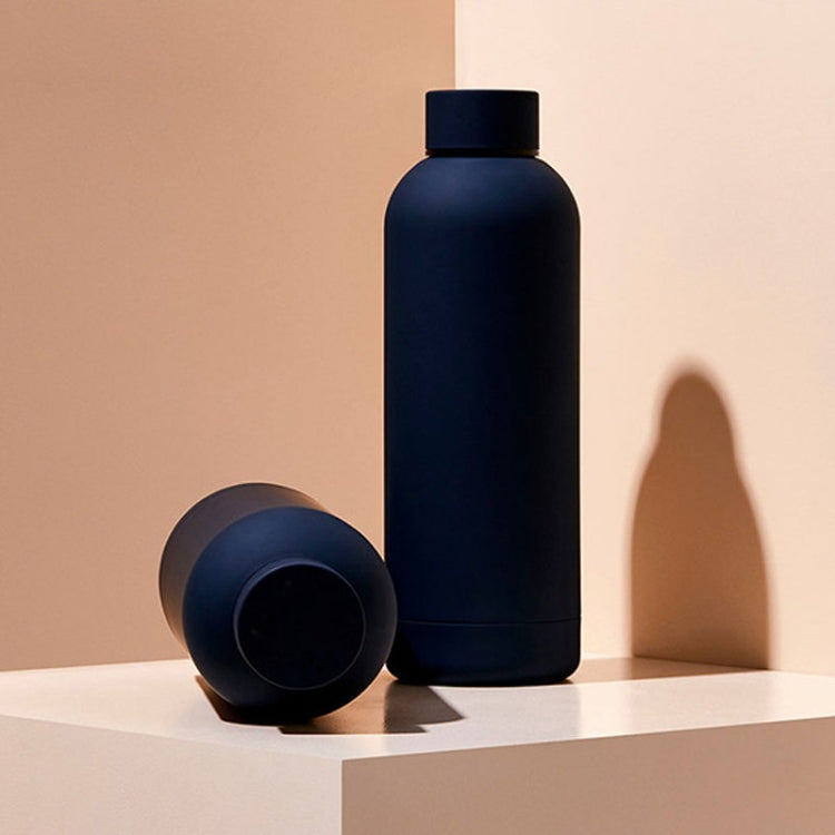 Stainless Steel Outdoor Matte Water Bottle Portable Sports Water Cup Rubber Paint Insulation Cup(Indigo) by bashfashion