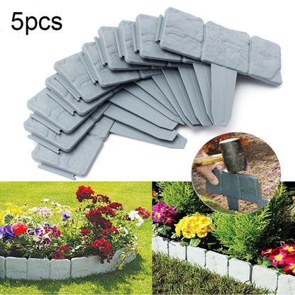 5pcs Imitation Stone Fence Garden Outdoor Gardening Lawn Plastic Isolation PP Fence Simple Splicable Fence(Gray) by bashfashion