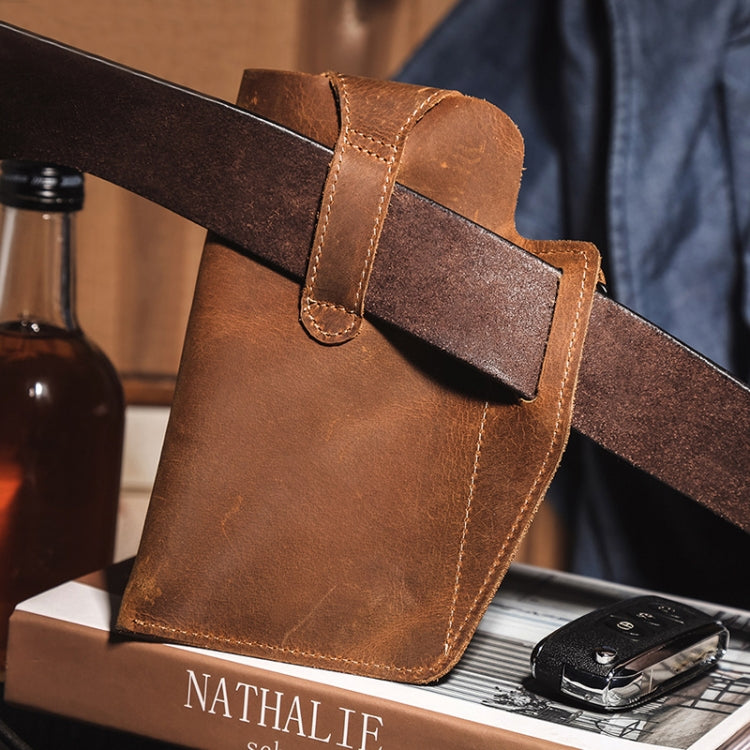 6543 Men Retro Sports Mobile Phone Belt Bag Waist Bag(Coffee) by bashfashion