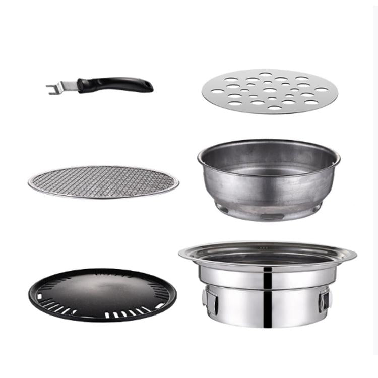 Household Stainless Steel Charcoal Barbecue Stove Outdoor Camping Portable Charcoal Stove Set, Size: 40cm(Complete Set) by bashfashion